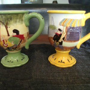 2 Jennifer Brinley "Bistro" n "Cafe Cacao" Mugs
